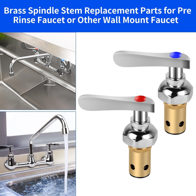 KWODE Replacement Brass Hydraulic Control Spindle Assembly Cartridge Faucet Valve for Bathroom Kitchen Wall Mount Commercial Faucet (1 Pair Hot & Cold) - Image 3